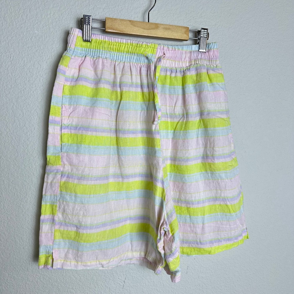 Frankie's Bikinis Pastel Stripe Bermuda Shorts in Yellow, Pink, Blue